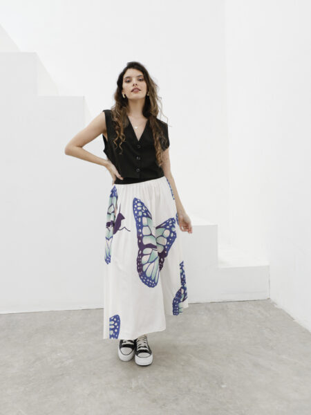 POLLERA PLISADA MARIPOSA